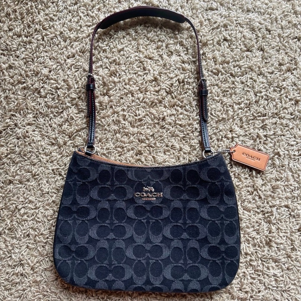 Coach Penelope Shoulder Bag Signature Black Denim CP104